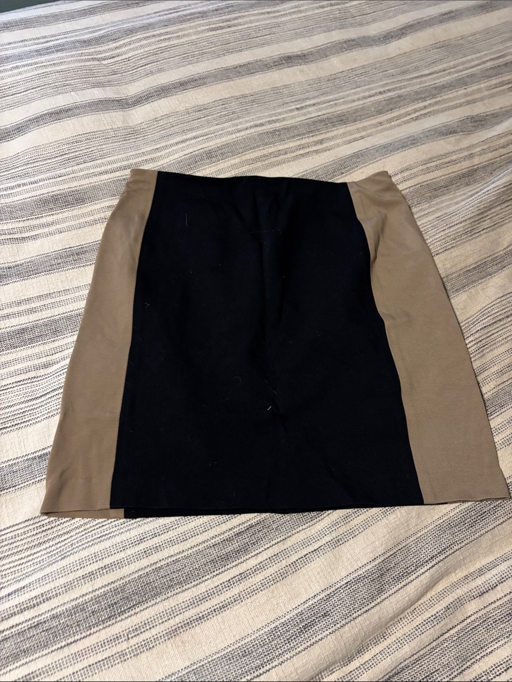 Ann Taylor Black Mini Skirt with Taupe Side Panels